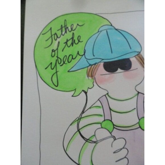Vtg Michelle Nicole Wesley An Original Water Color "Father of the Year" Art - Picture 5 of 5